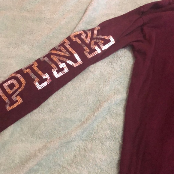 Crew neck sequins maroon sweatshirt - Picture 4 of 5